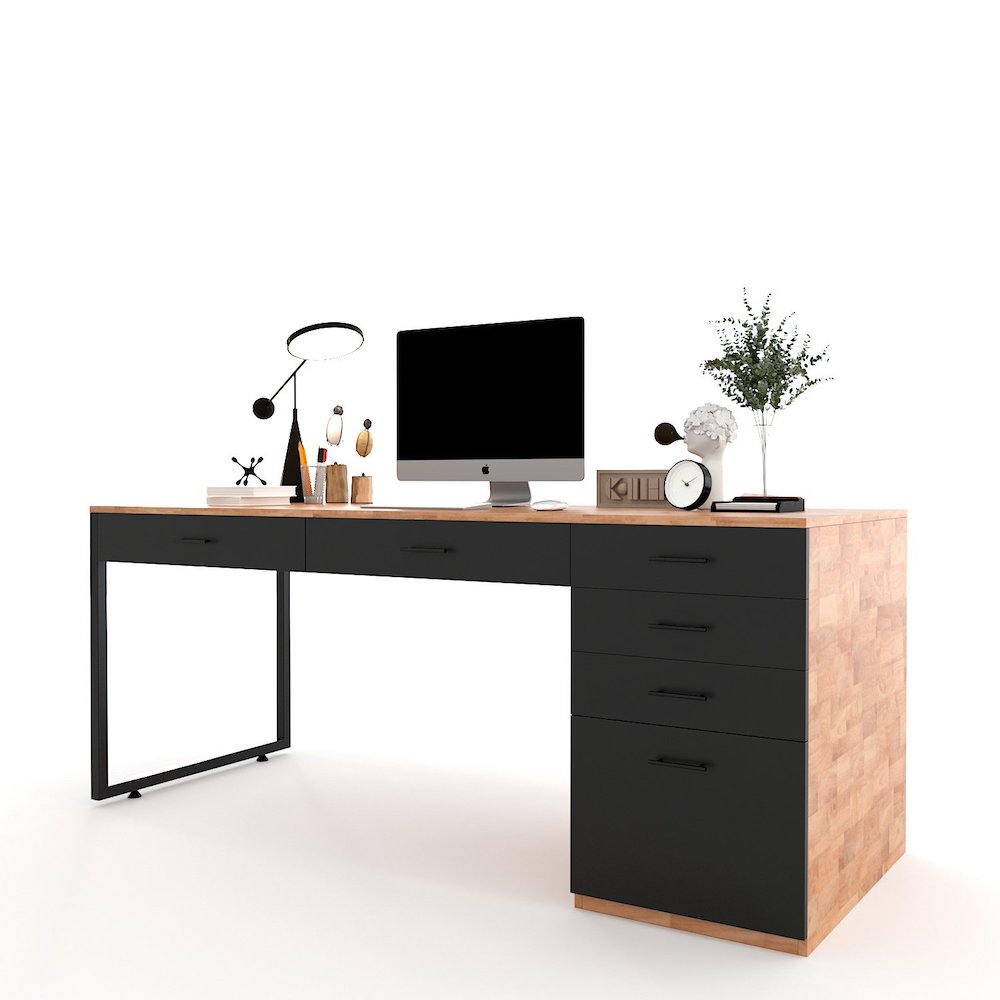 Bàn giám đốc 180x70cm chân bàn kết hợp tủ BGD025 - Image 2