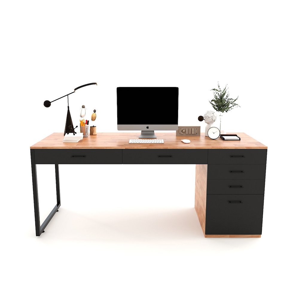 Bàn giám đốc 180x70cm chân bàn kết hợp tủ BGD025